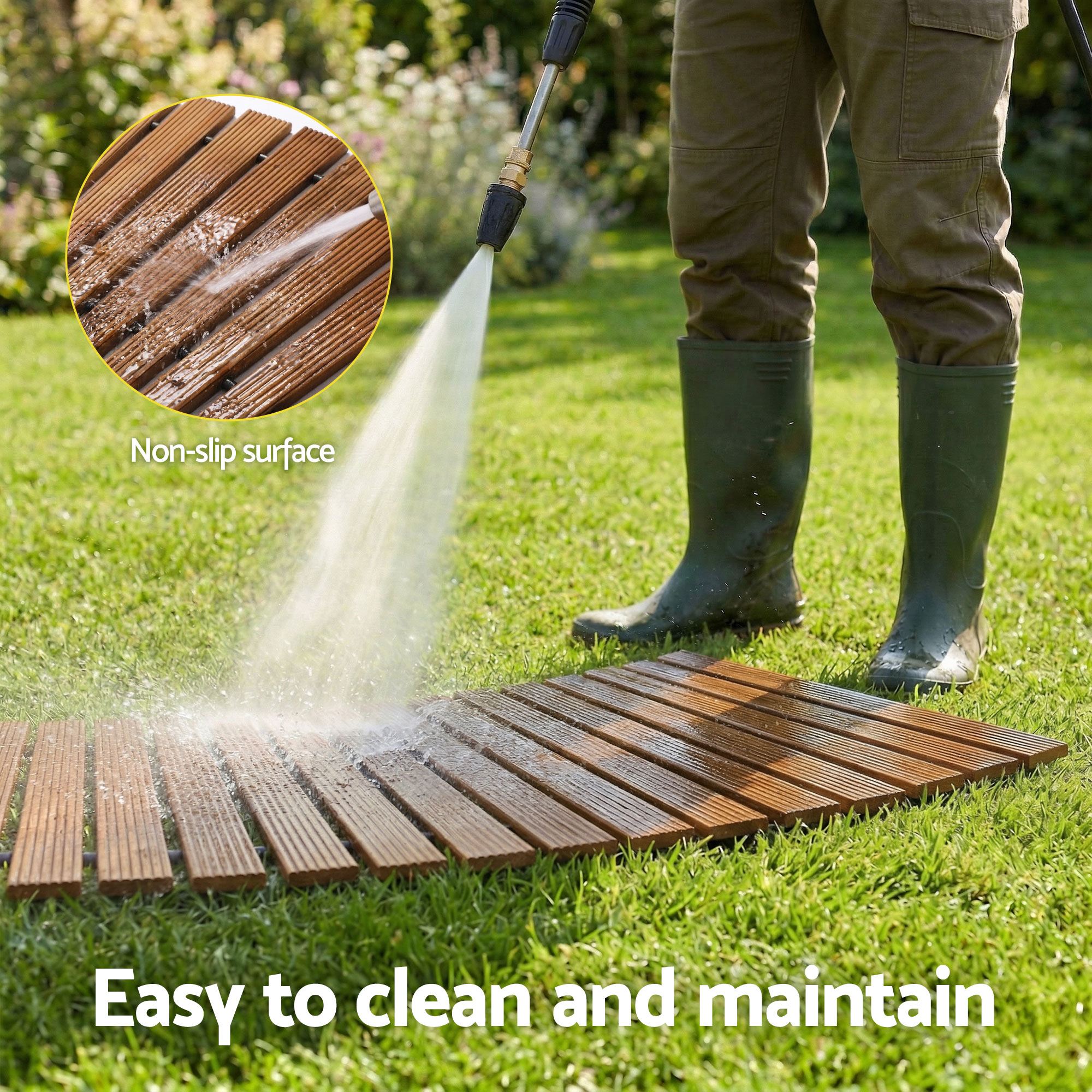 Gardeon 8FT Wooden Garden Pathway Roll-Out Curved Walkway Outdoor Backyard Brown - Image 6