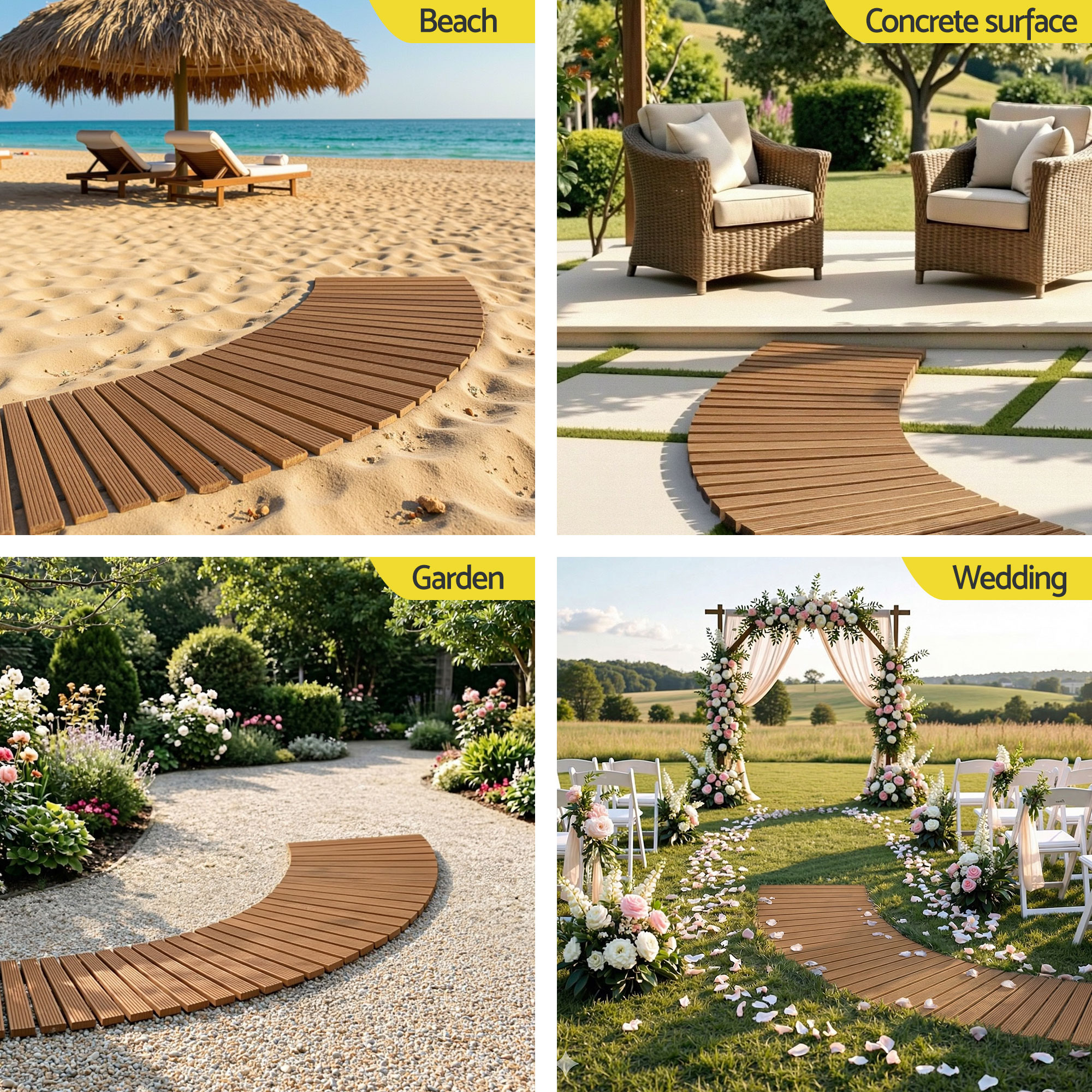 Gardeon 8FT Wooden Garden Pathway Roll-Out Curved Walkway Outdoor Backyard Brown - Image 7