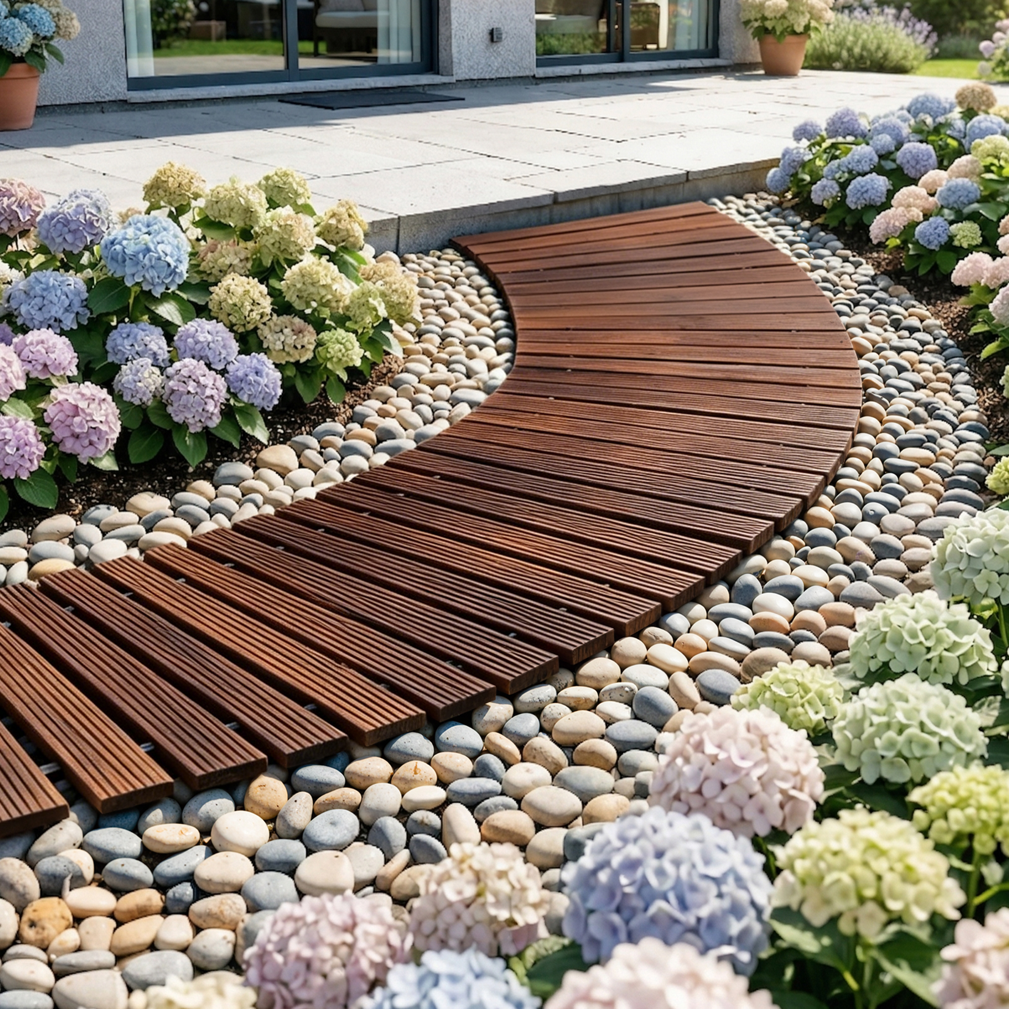 Gardeon 8FT Wooden Garden Pathway Roll-Out Curved Walkway Outdoor Backyard Charcoal Brown - Image 1