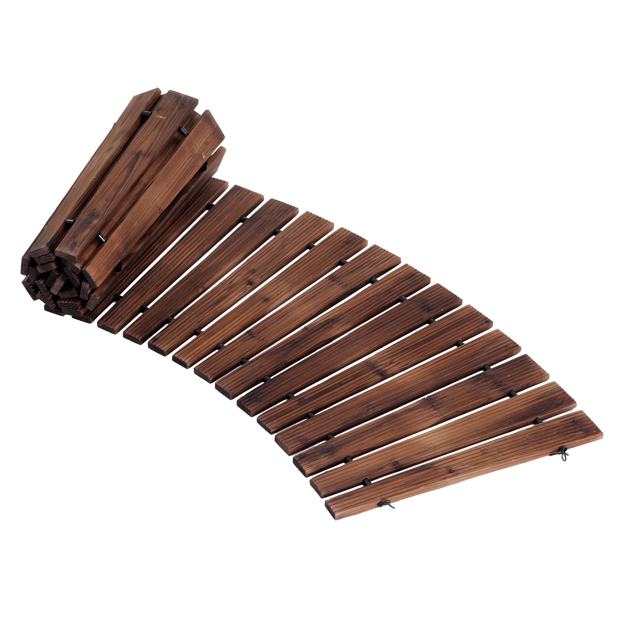 Gardeon 8FT Wooden Garden Pathway Roll-Out Curved Walkway Outdoor Backyard Charcoal Brown - Image 3