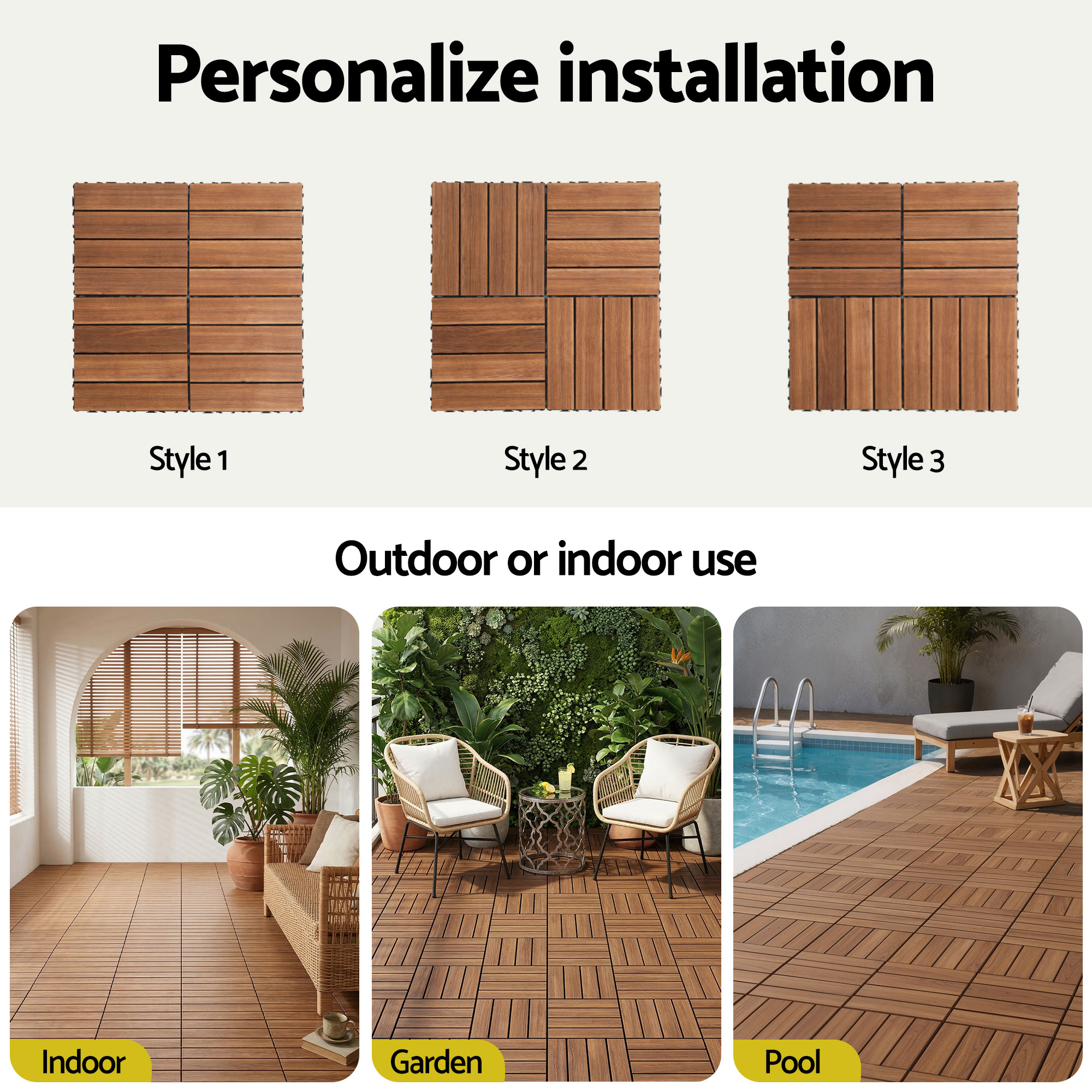 Gardeon 10PCS Wood Deck Tiles 30x30cm Interlocking Floor Tiles for Patio Balcony Garden - Image 7