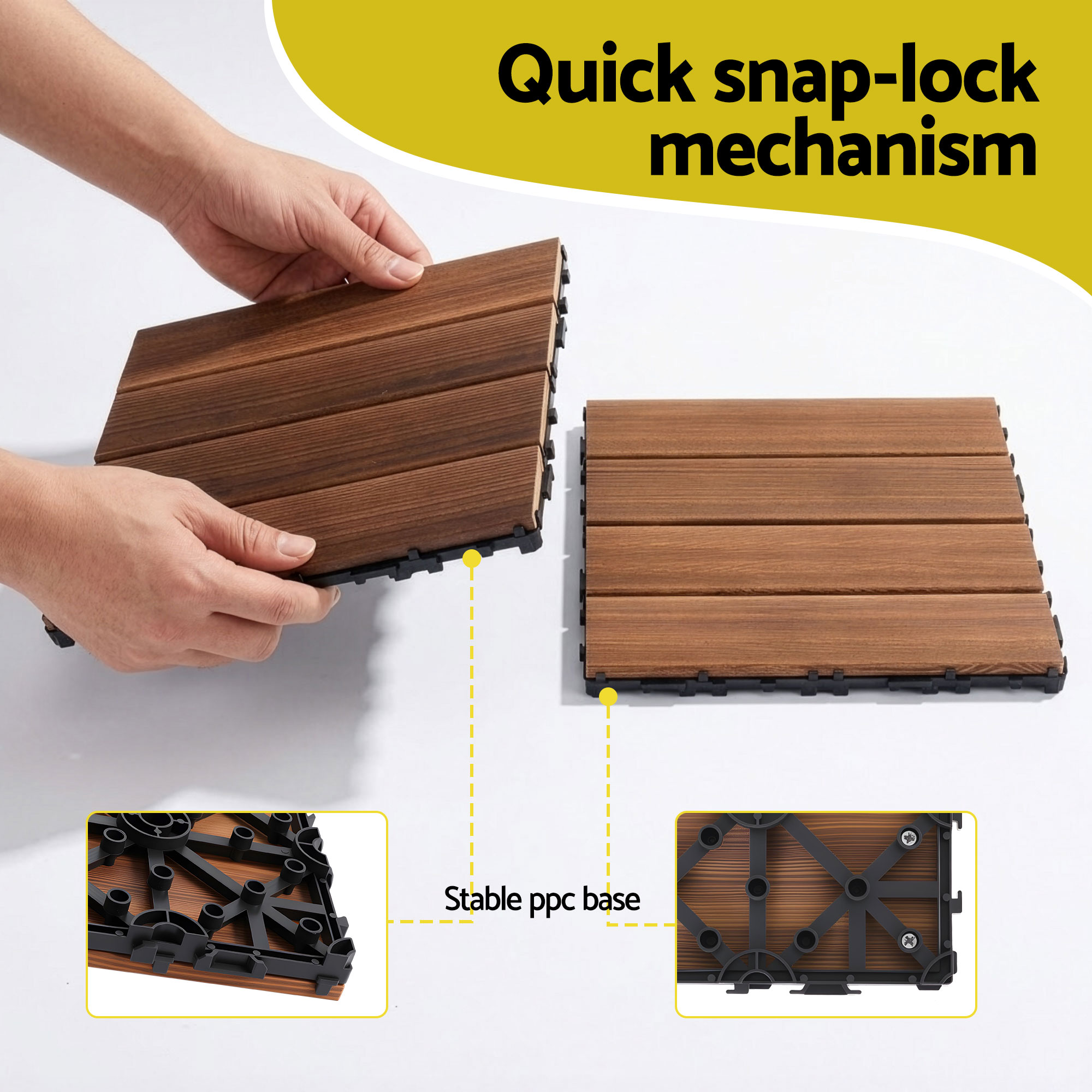 Gardeon 27PCS Wood Deck Tiles 30x30cm Interlocking Floor Tiles for Patio Balcony Garden - Image 5