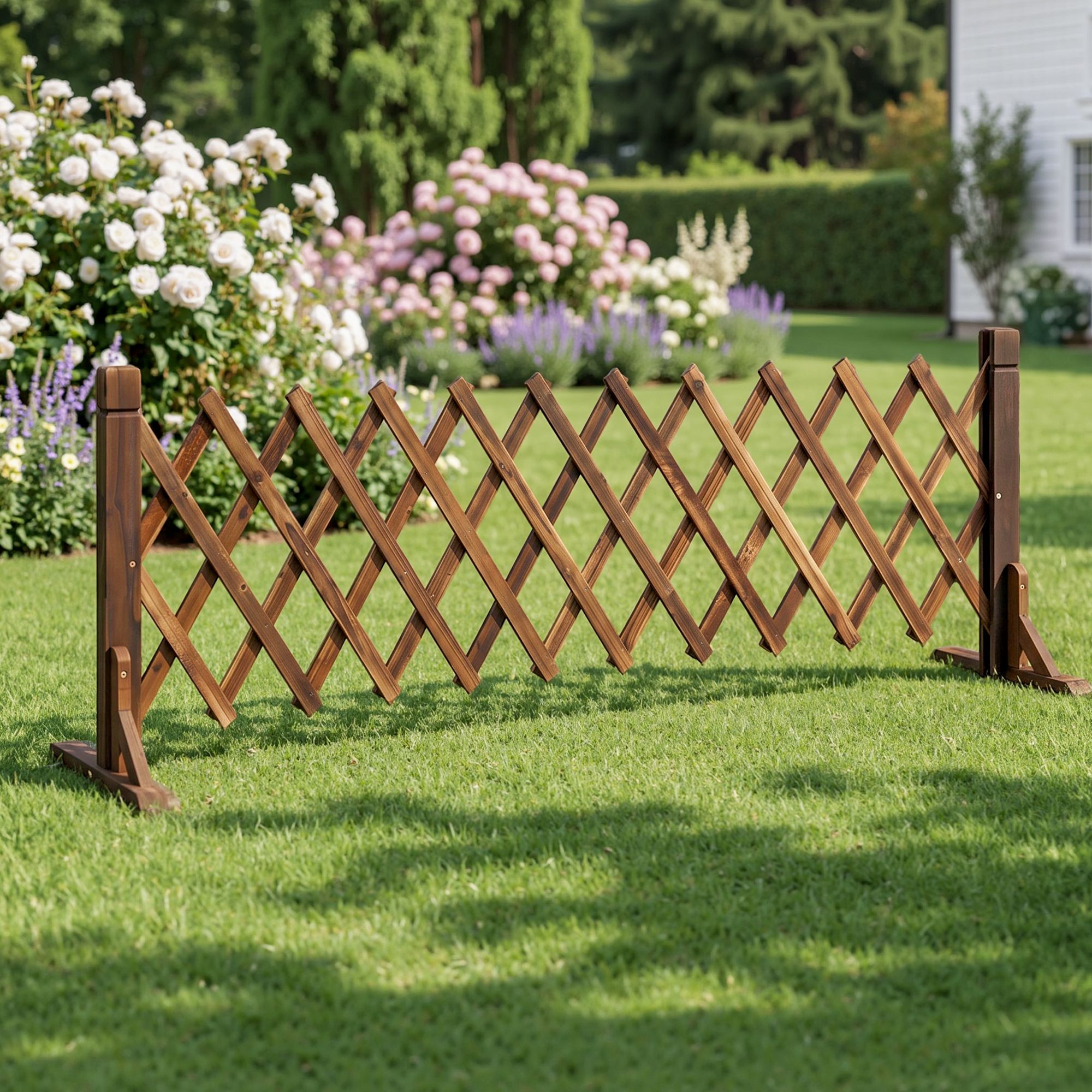 Gardeon Garden Fences Expandable Wooden Trellis Fence Plant Frame 160cm Brown - Image 1
