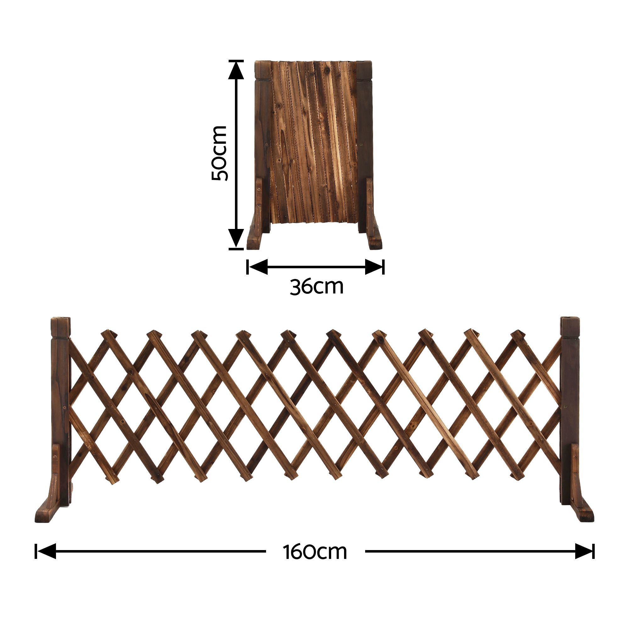 Gardeon Garden Fences Expandable Wooden Trellis Fence Plant Frame 160cm Brown - Image 3