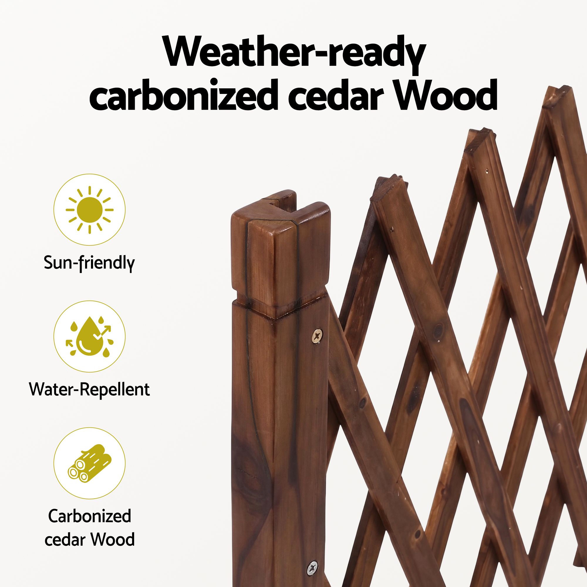 Gardeon Garden Fences Expandable Wooden Trellis Fence Plant Frame 160cm Brown - Image 6