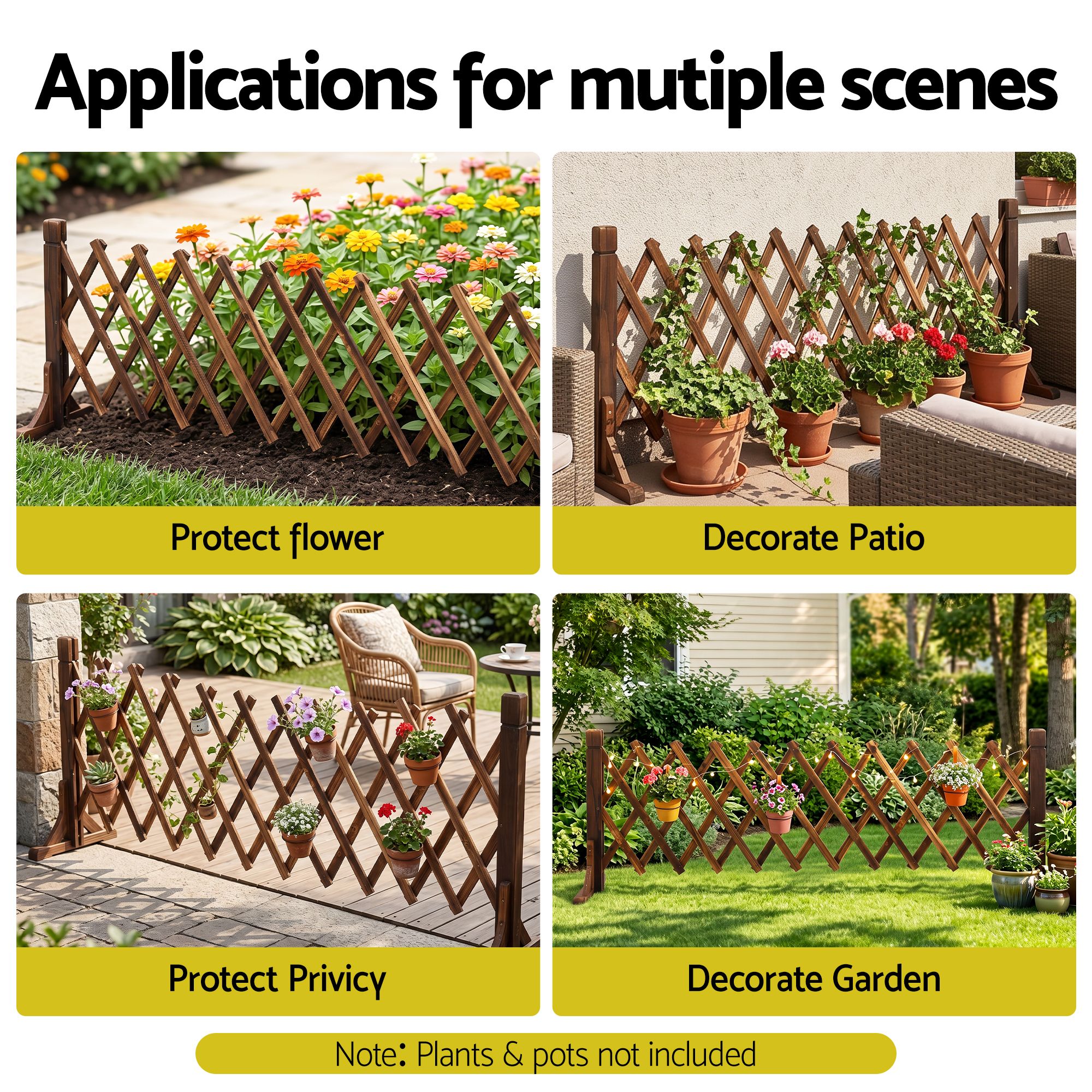 Gardeon Garden Fences Expandable Wooden Trellis Fence Plant Frame 160cm Brown - Image 7