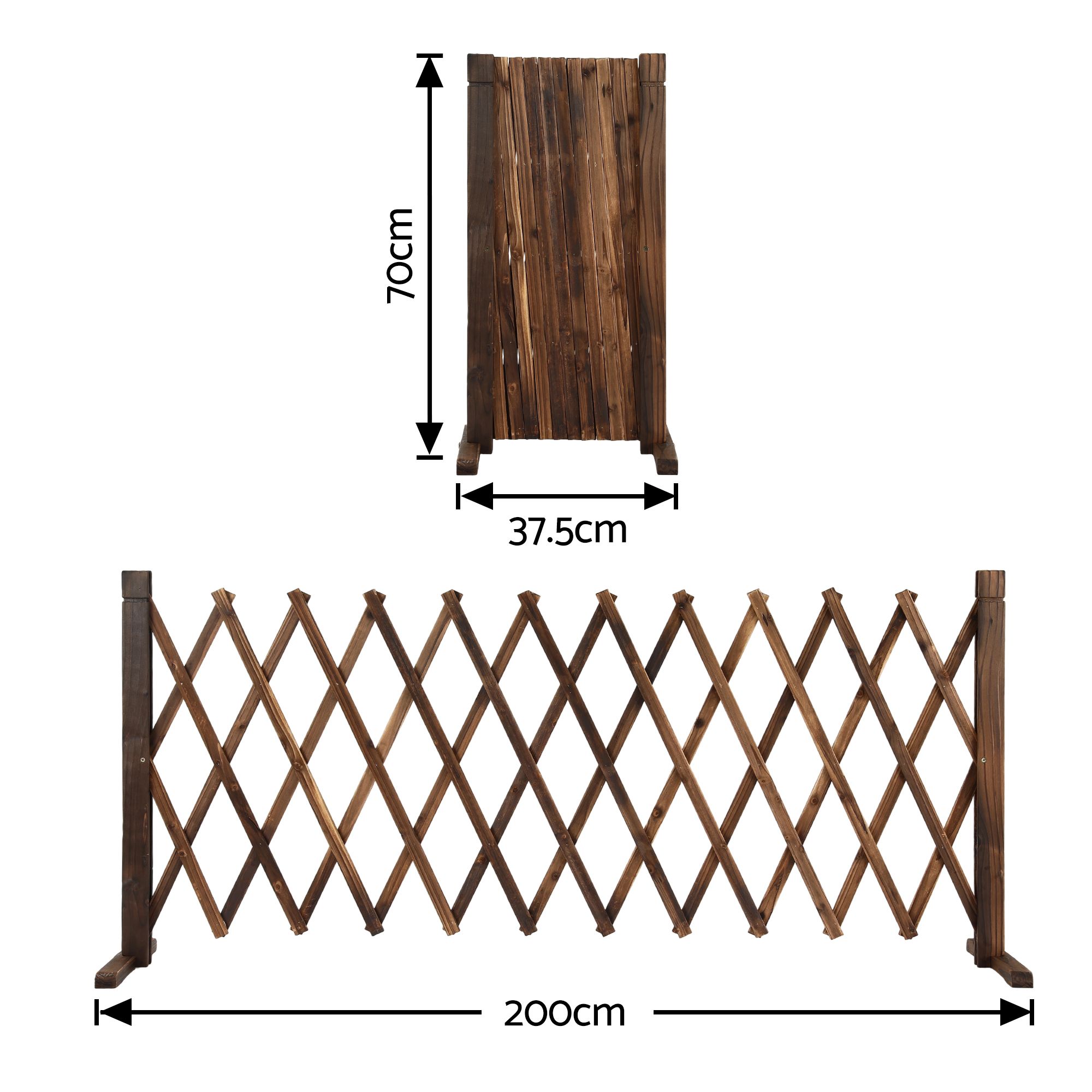 Gardeon Garden Fences Expandable Wooden Trellis Fence Plant Frame 200cm Brown - Image 3