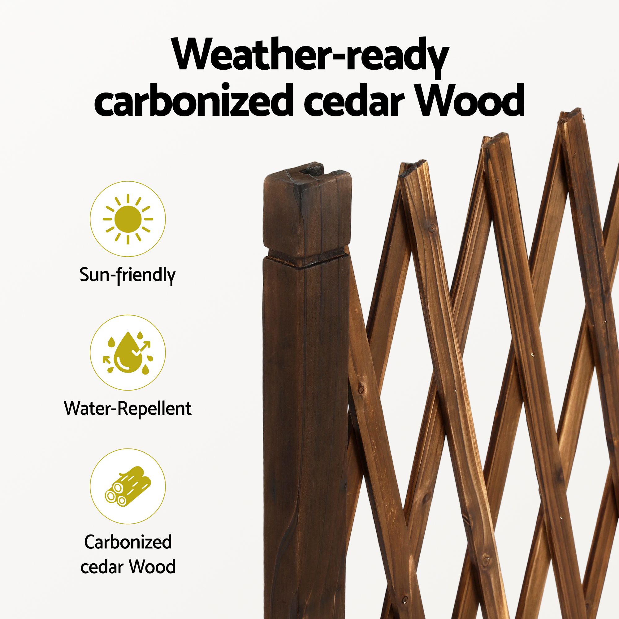Gardeon Garden Fences Expandable Wooden Trellis Fence Plant Frame 200cm Brown - Image 6