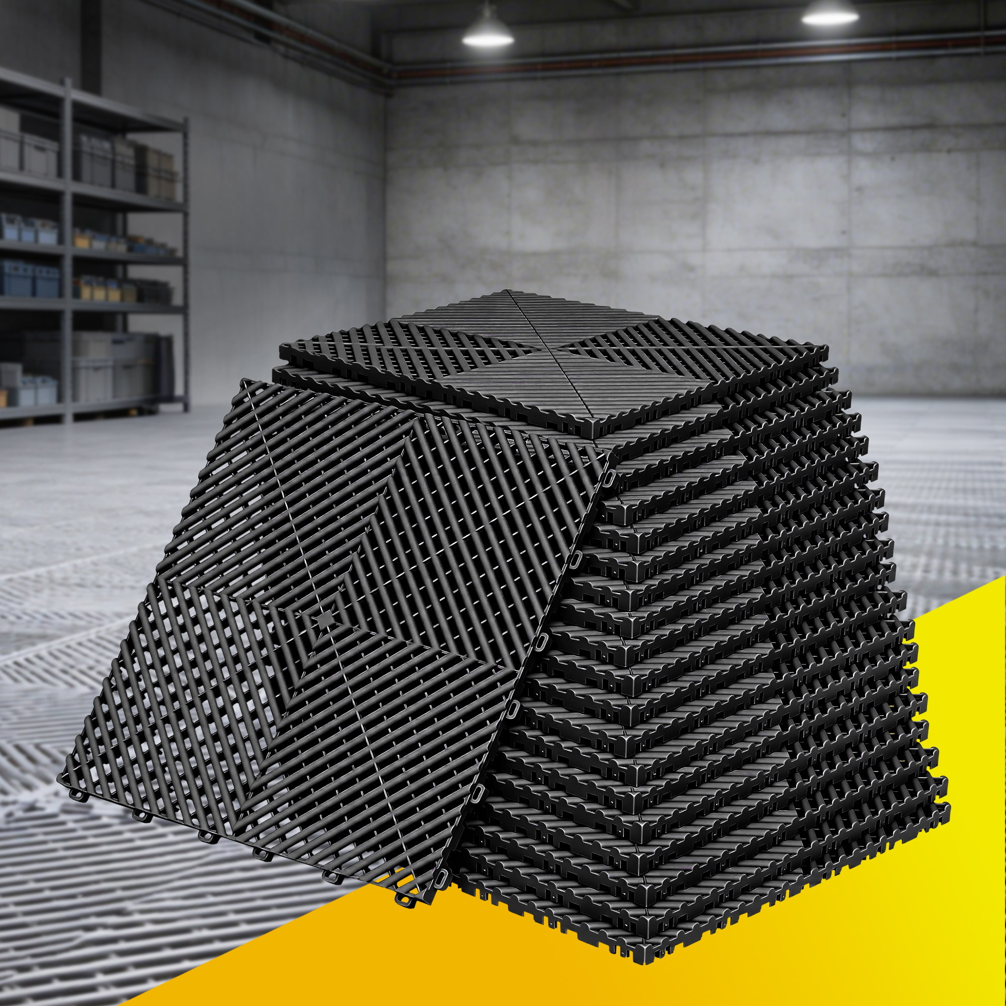 Giantz 20PCS Garage Floor Tiles Interlocking Drainage Non-Slip Tiles Heavy Duty for Workshop Black - Image 1