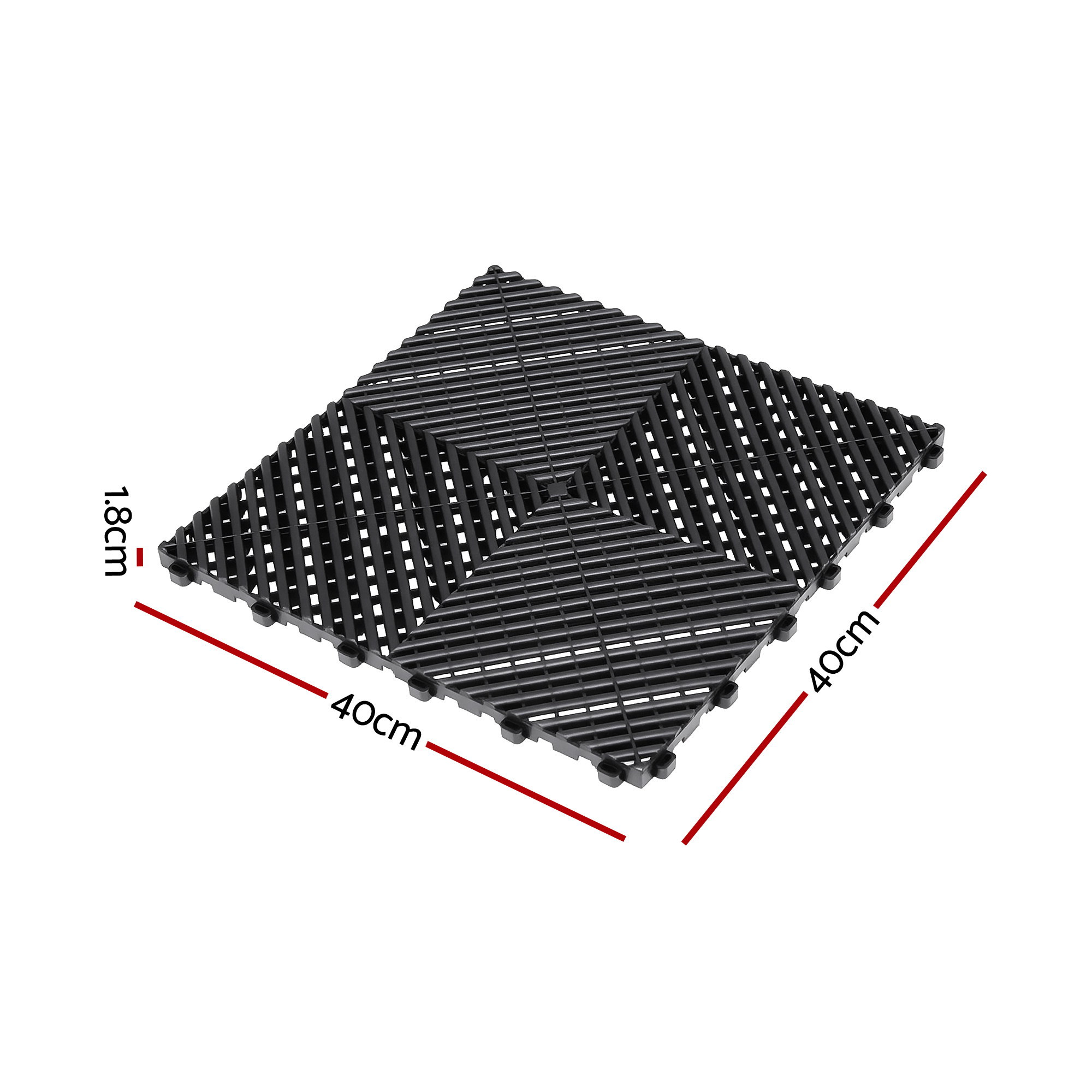 Giantz 20PCS Garage Floor Tiles Interlocking Drainage Non-Slip Tiles Heavy Duty for Workshop Black - Image 2