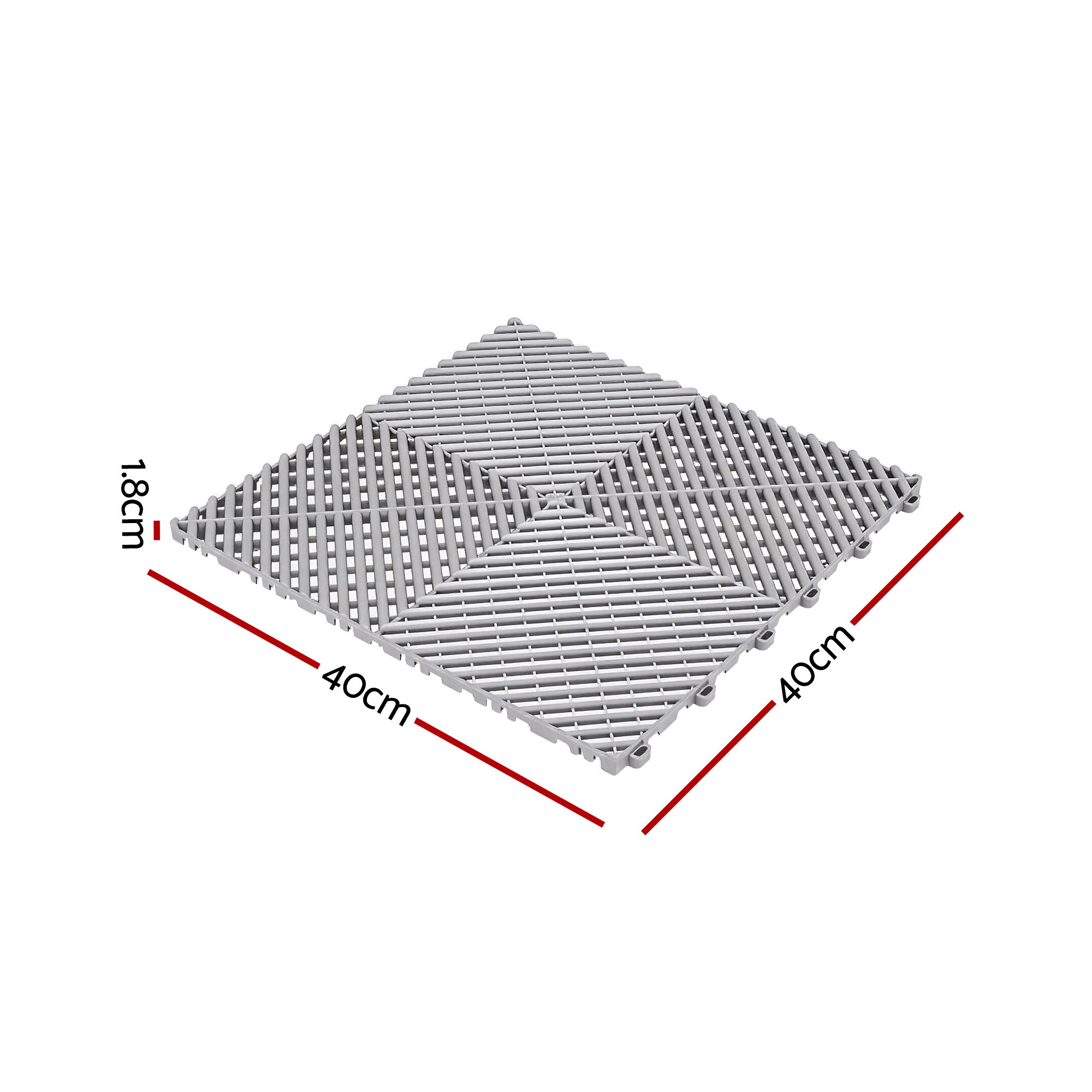 Giantz 20PCS Garage Floor Tiles Interlocking Drainage Non-Slip Tiles Heavy Duty for Workshop Grey - Image 2