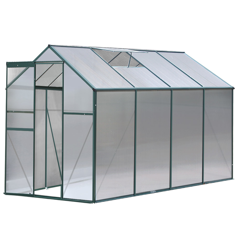 Green Fingers Greenhouse 2.52x1.9x1.83M Aluminium Polycarbonate Green House Garden Shed - Image 1