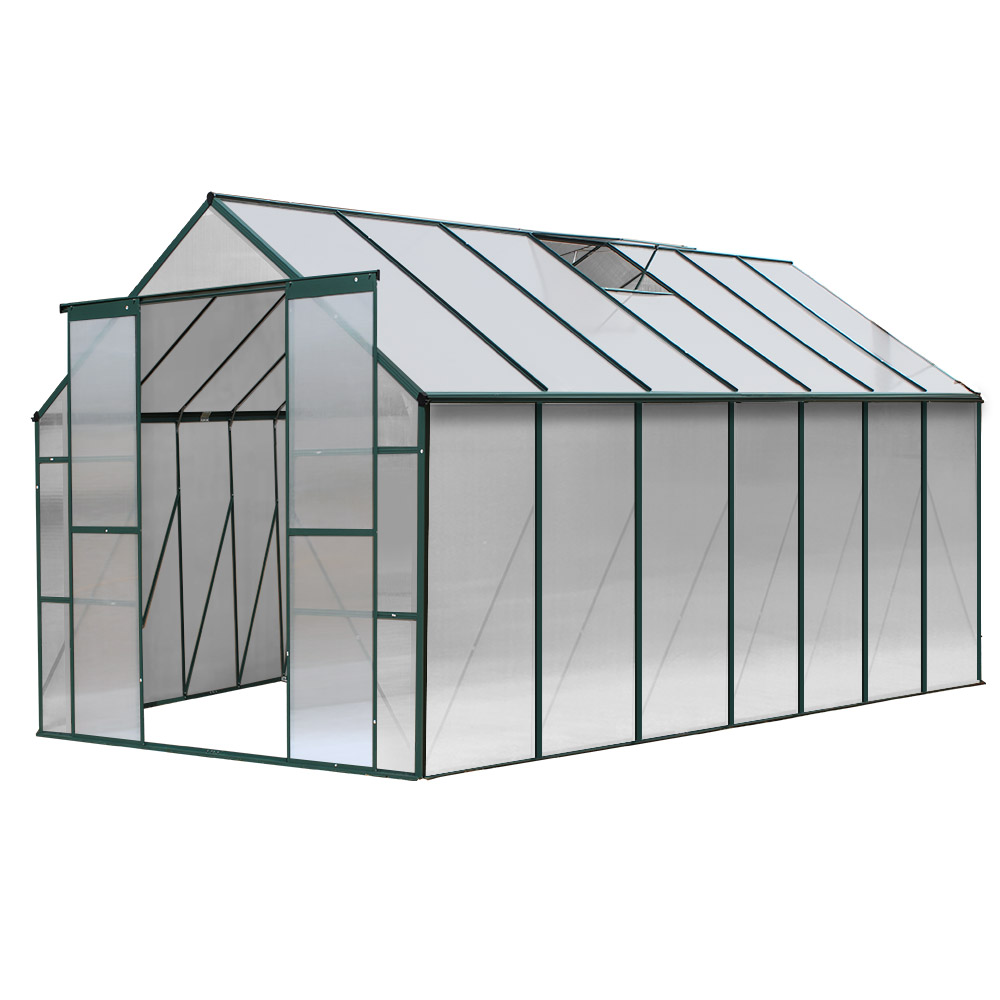 Green Fingers Greenhouse 4.43x2.44x2.15M Aluminium Polycarbonate Green House Garden Shed - Image 1