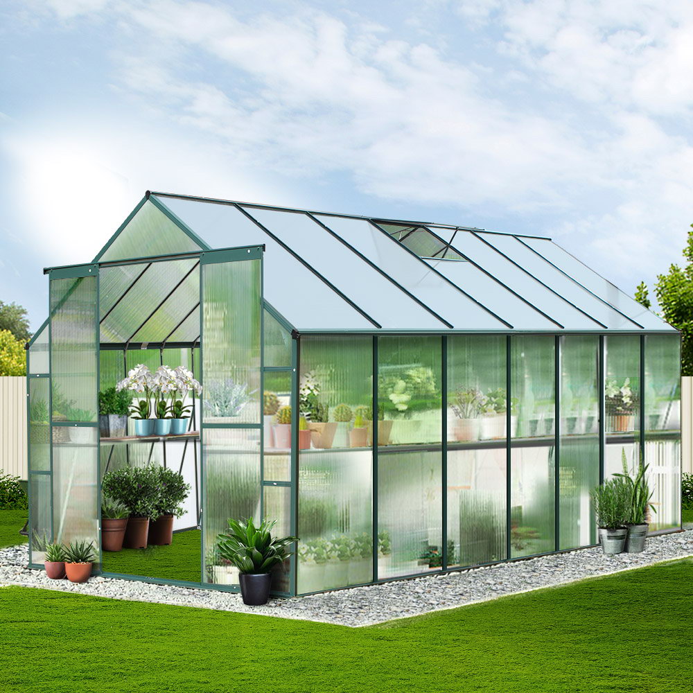 Green Fingers Greenhouse 4.43x2.44x2.15M Aluminium Polycarbonate Green House Garden Shed - Image 8