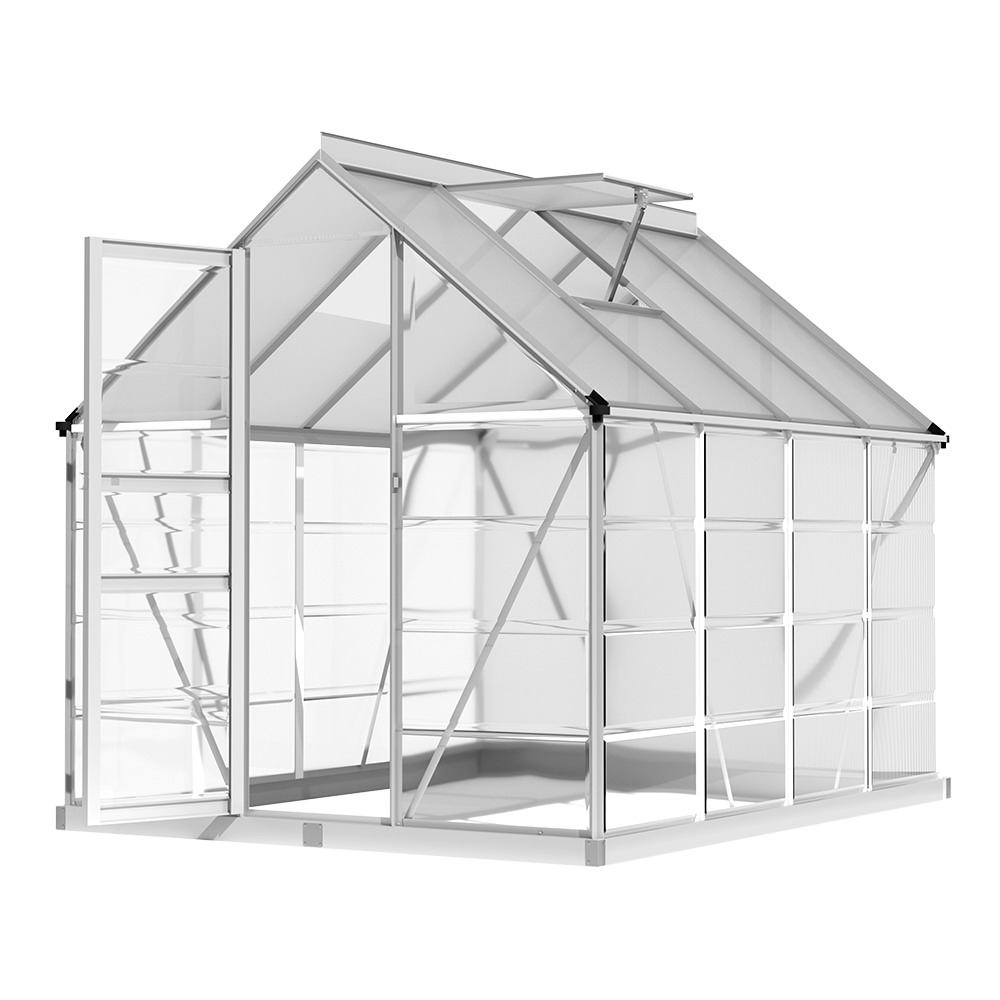 Green Fingers Greenhouse 2.48x1.89x2M Aluminium Polycarbonate Green House Garden Shed - Image 1