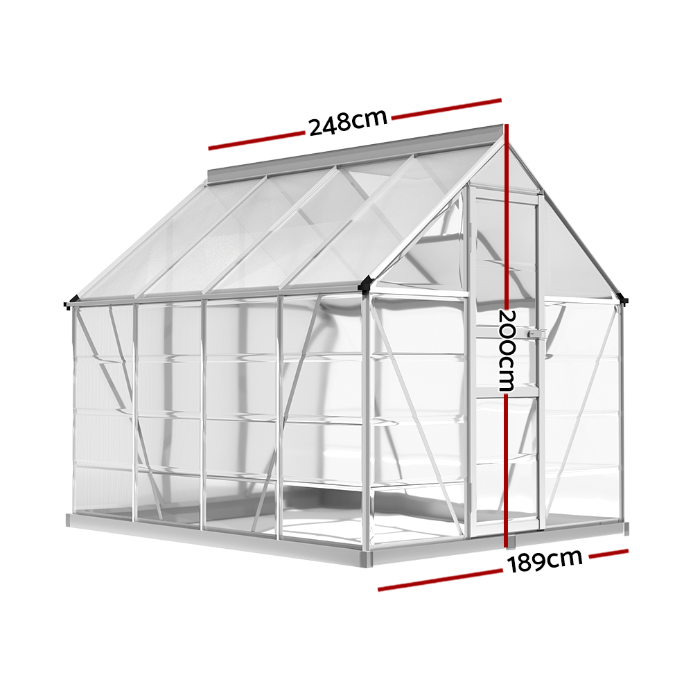 Green Fingers Greenhouse 2.48x1.89x2M Aluminium Polycarbonate Green House Garden Shed - Image 2
