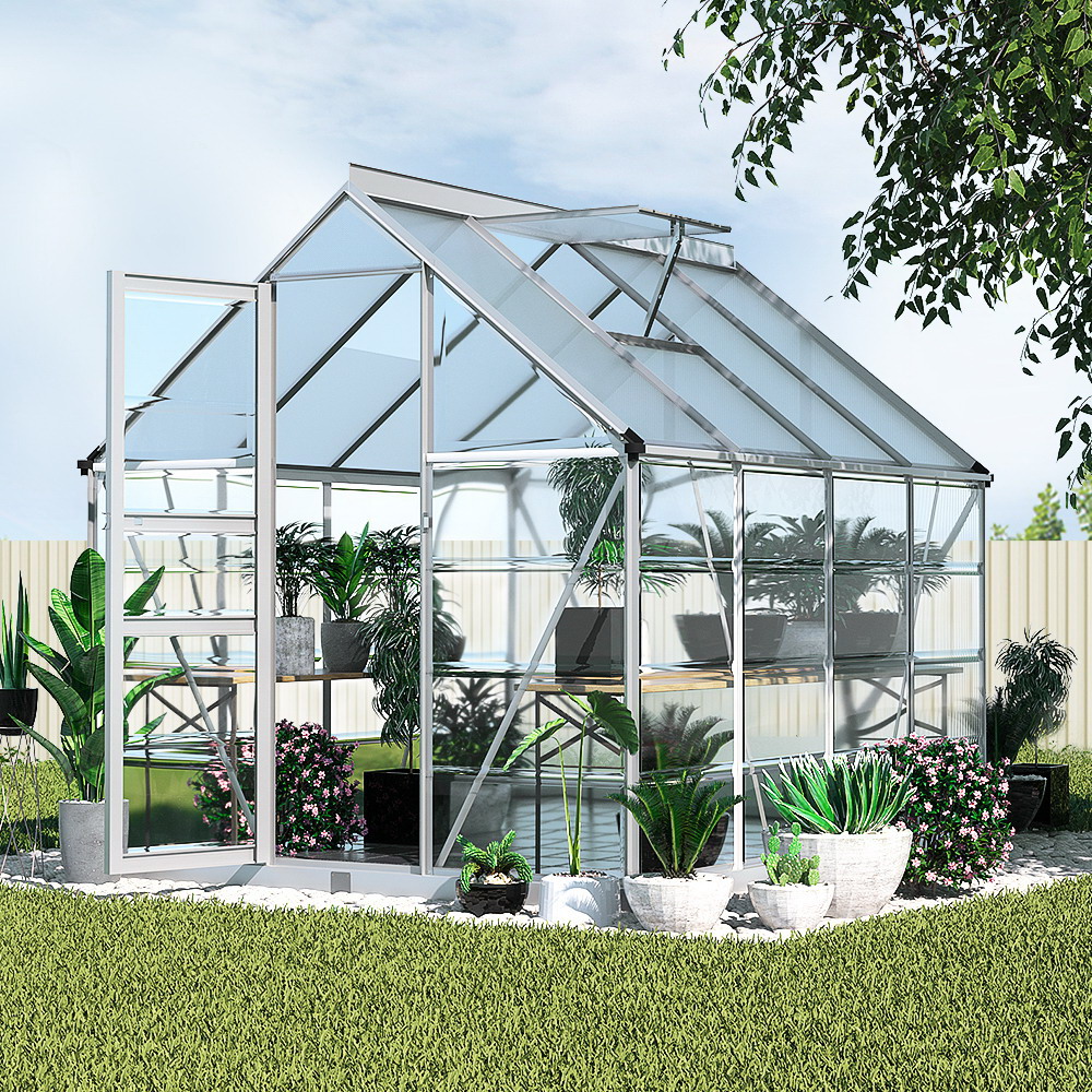 Green Fingers Greenhouse 2.48x1.89x2M Aluminium Polycarbonate Green House Garden Shed - Image 7