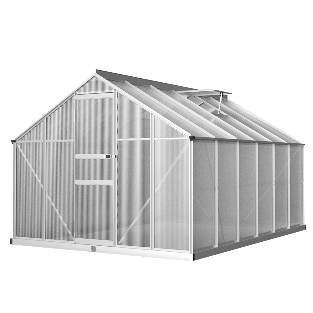 Green Fingers Greenhouse 3.6x2.5x1.95M Aluminium Polycarbonate Green House Garden Shed - Image 1