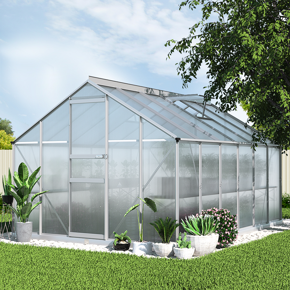 Green Fingers Greenhouse 3.6x2.5x1.95M Aluminium Polycarbonate Green House Garden Shed - Image 8