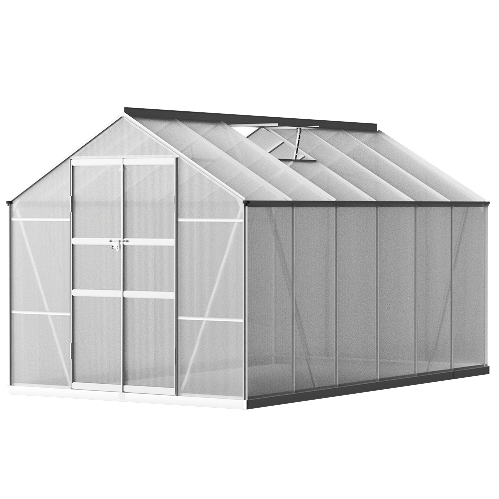 Green Fingers Greenhouse 3.7x2.5x2.26M Double Doors Aluminium Green House Garden Shed - Image 1
