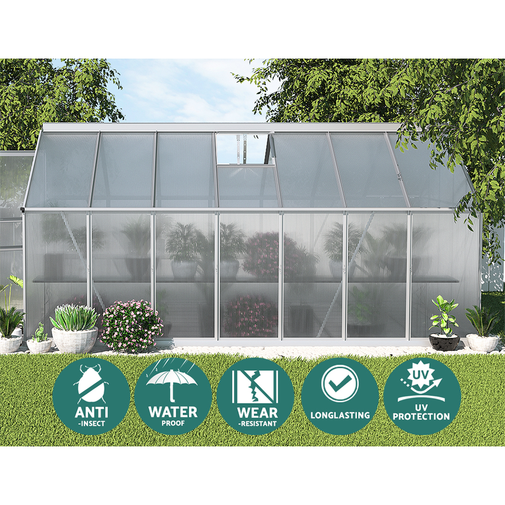 Green Fingers Greenhouse 4.2x2.5x1.95M Aluminium Polycarbonate Green House Garden Shed - Image 5