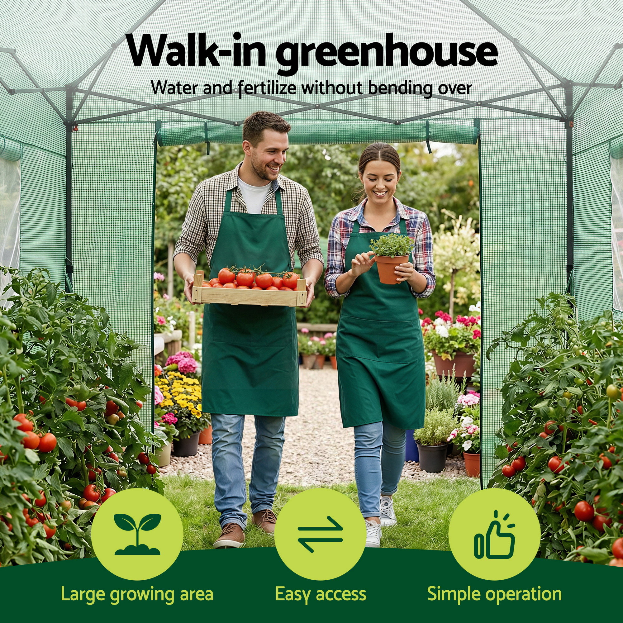 Green Fingers Greenhouse 180x240x240cm Steel Frame PE Cover Outdoor Shelter - Image 4
