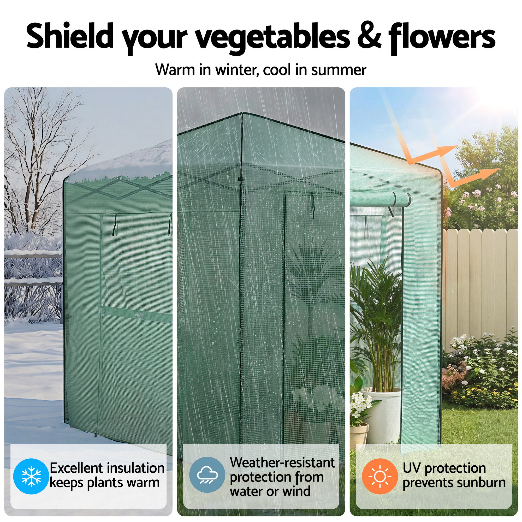 Green Fingers Greenhouse 180x240x240cm Steel Frame PE Cover Outdoor Shelter - Image 5