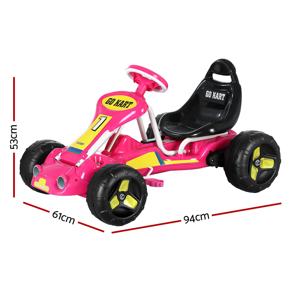 Rigo Kids Pedal Go Kart Ride On Toys Racing Car Plastic Tyre Pink - Image 2