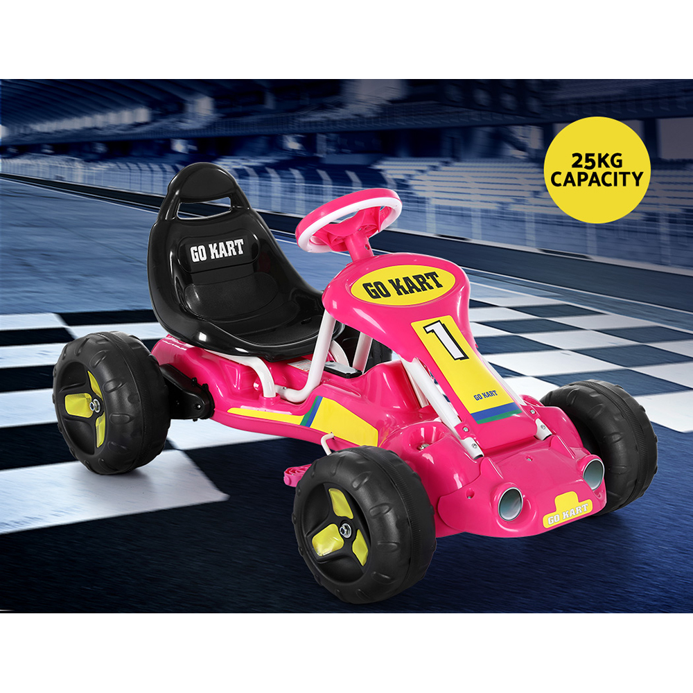 Rigo Kids Pedal Go Kart Ride On Toys Racing Car Plastic Tyre Pink - Image 4