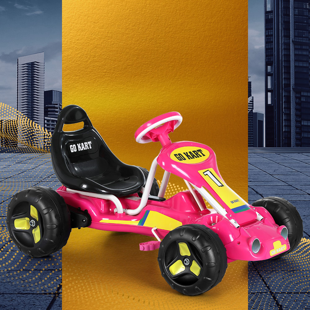 Rigo Kids Pedal Go Kart Ride On Toys Racing Car Plastic Tyre Pink - Image 7