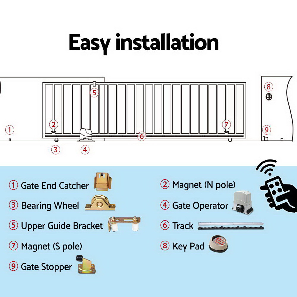 LockMaster Electric Sliding Gate Opener 1200KG Keypad 4M - Image 7