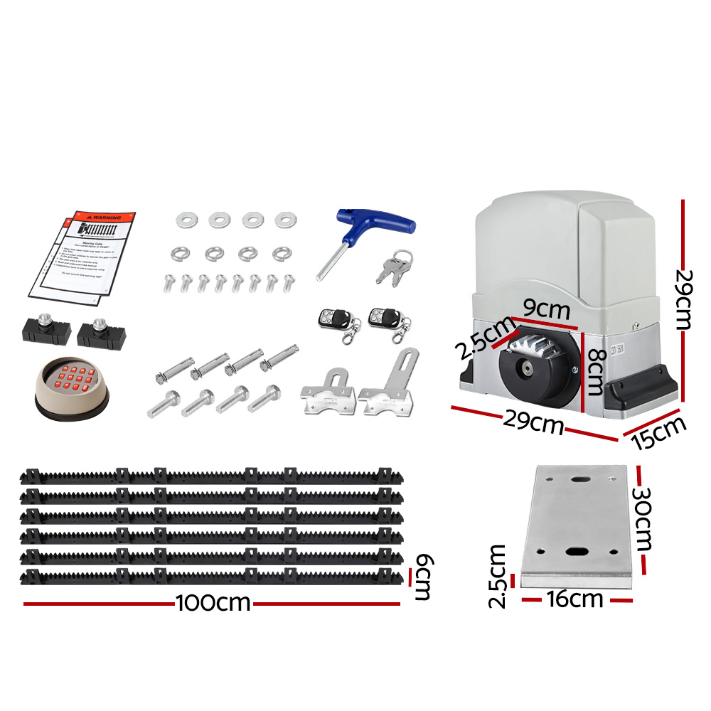 LockMaster Electric Sliding Gate Opener 1200KG Auto Keypad Hardware Remote 6M - Image 2
