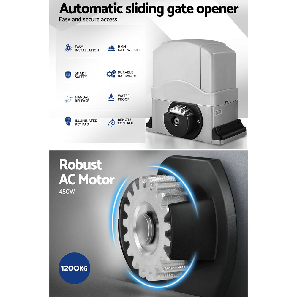 LockMaster Electric Sliding Gate Opener 1200KG Auto Keypad Hardware Remote 6M - Image 4