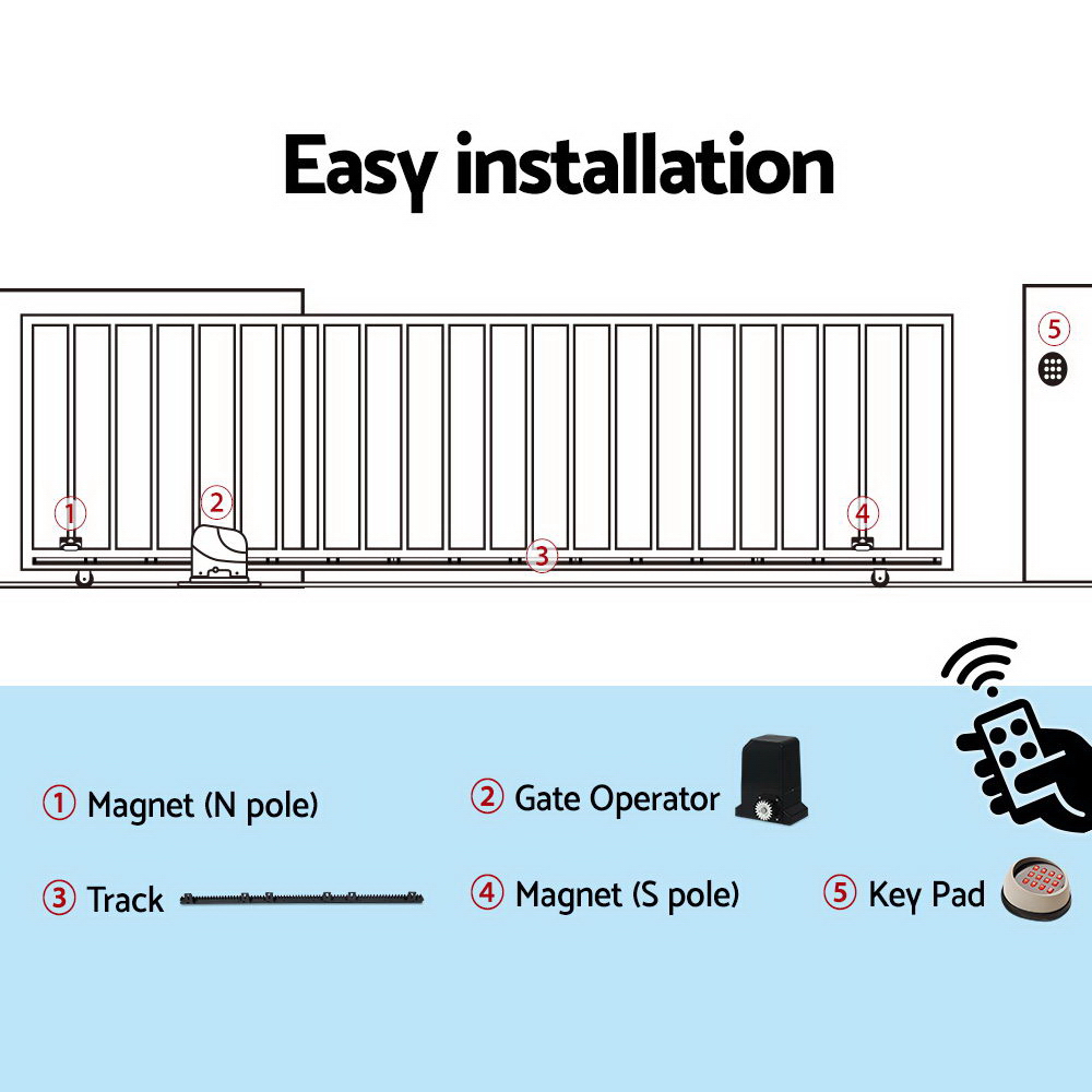 LockMaster Automatic Sliding Gate Opener Kit Keypad 4M 1000KG - Image 7