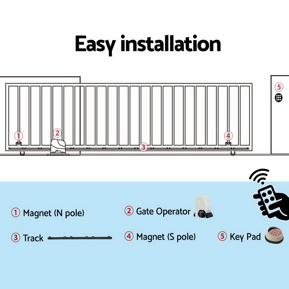 LockMaster Automatic Sliding Gate Opener Kit Keypad 6M 1800KG - Image 7