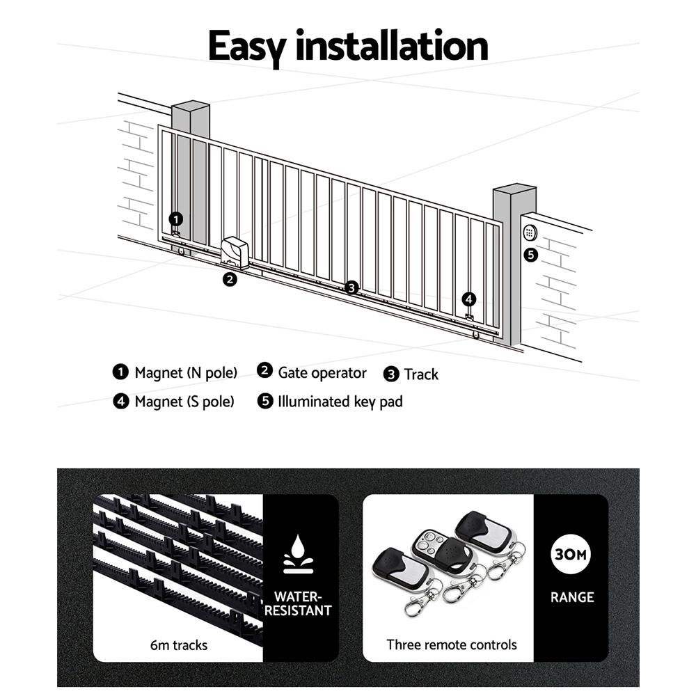 LockMaster Automatic Sliding Gate Opener Kit 6M 600KG - Image 5