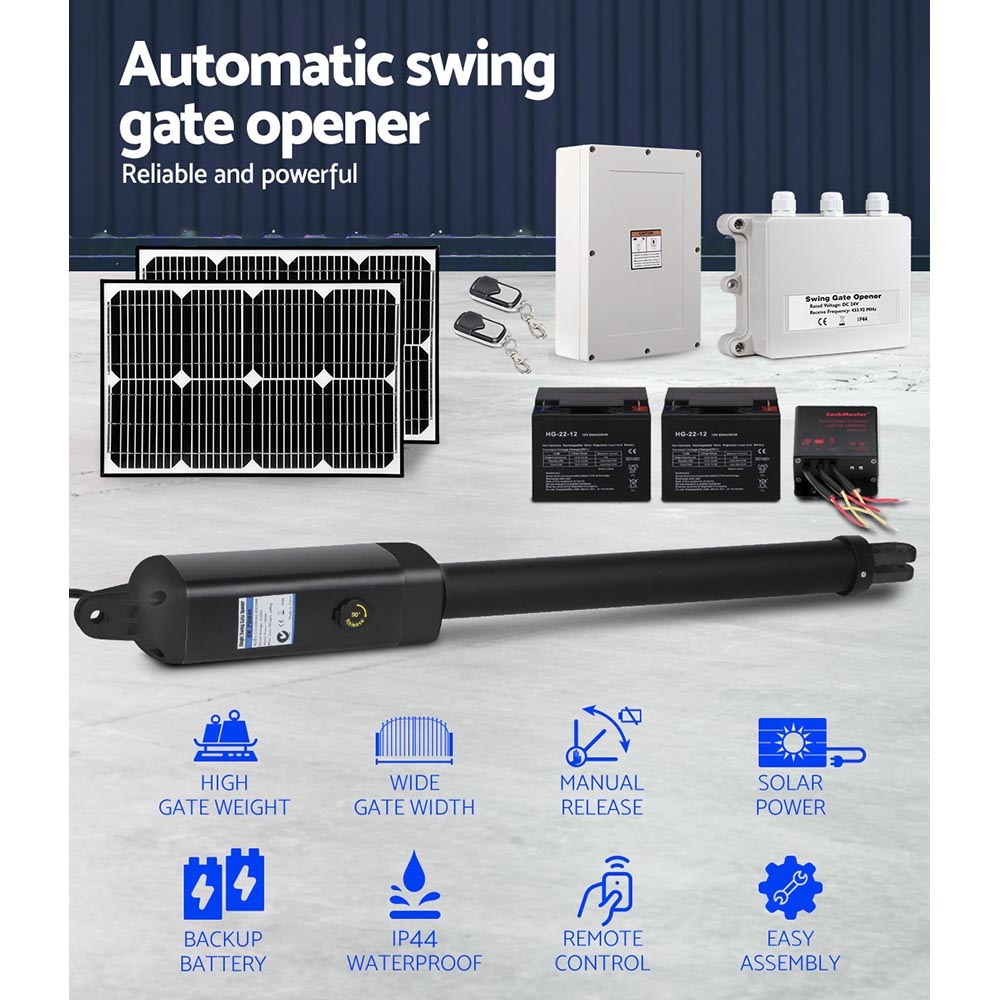 LockMaster Single Swing Gate Opener 500KG 40W Solar Panel - Image 4
