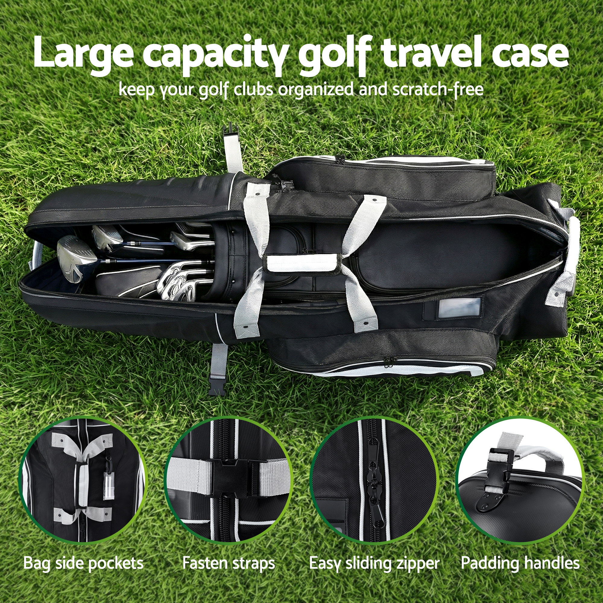 Everfit Golf Travel Bags for Airlines with Wheels Golf Clubs Hard Case Foldable - Image 5