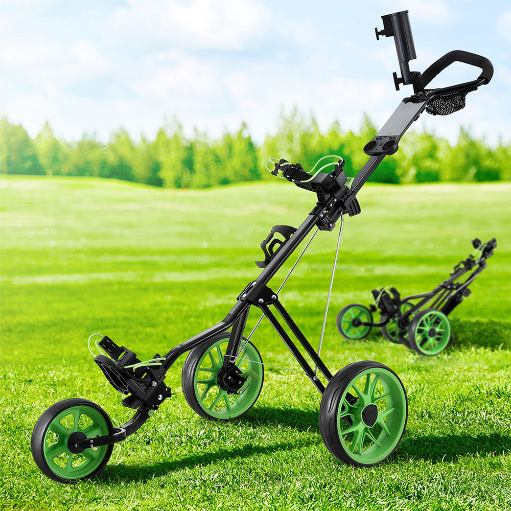 Everfit Golf Buggy Quick Folding Trolley Golf Cart 3 Wheels Height Adjustable - Image 7
