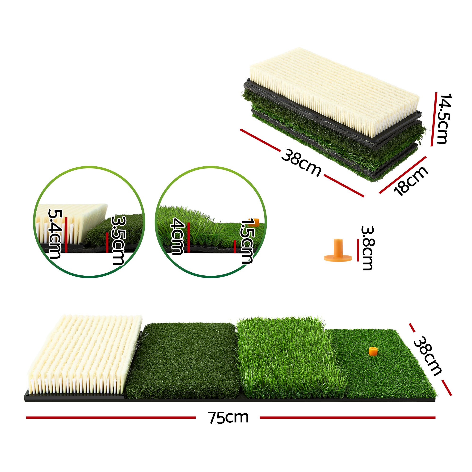 Everfit Golf Hitting Mat Practice Turf 4 in 1 Foldable Training Aid Backyard - Image 2