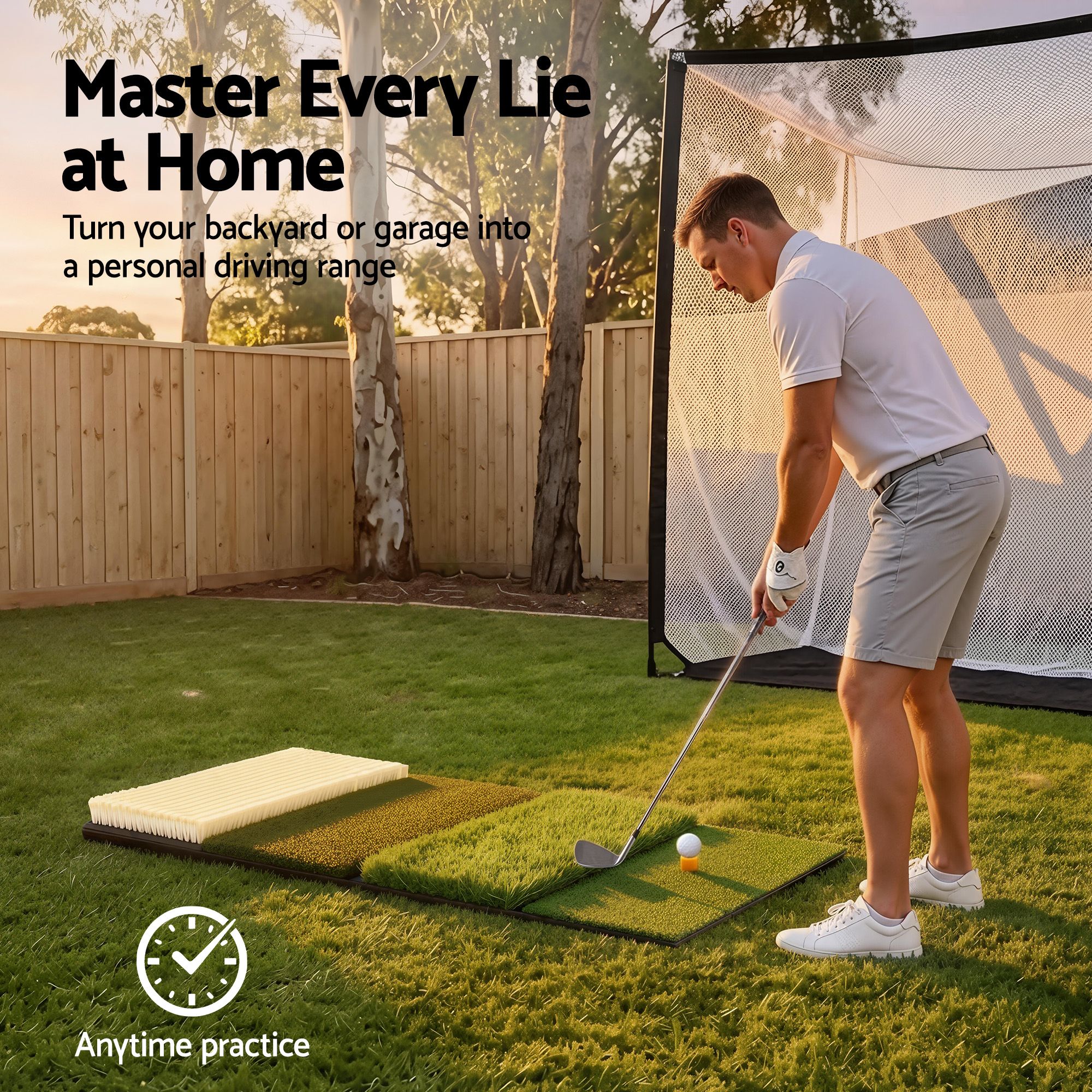 Everfit Golf Hitting Mat Practice Turf 4 in 1 Foldable Training Aid Backyard - Image 4