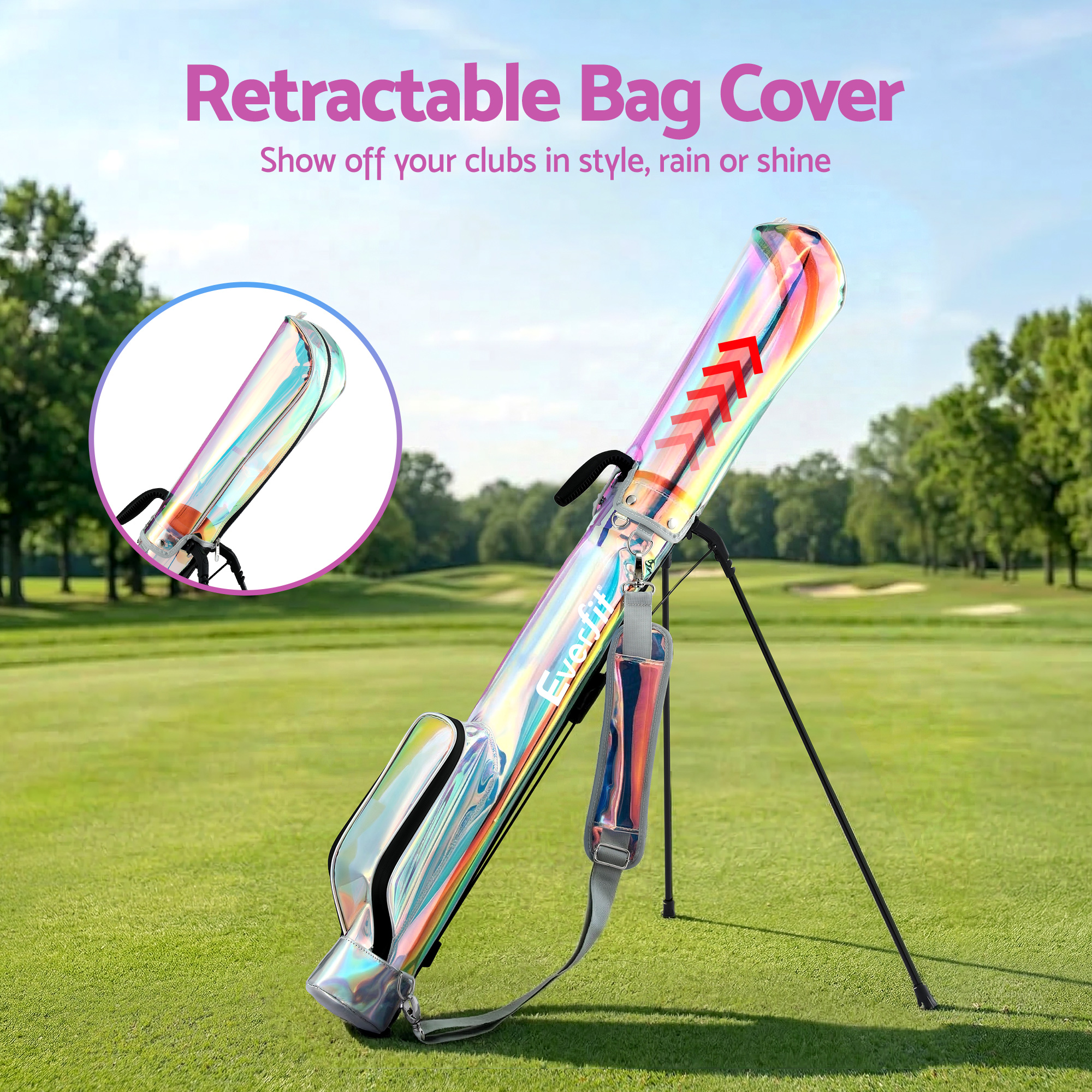 Everfit Golf Stand Bag Lightweight Sunday Pitch And Putt Bag Holographic - Image 4
