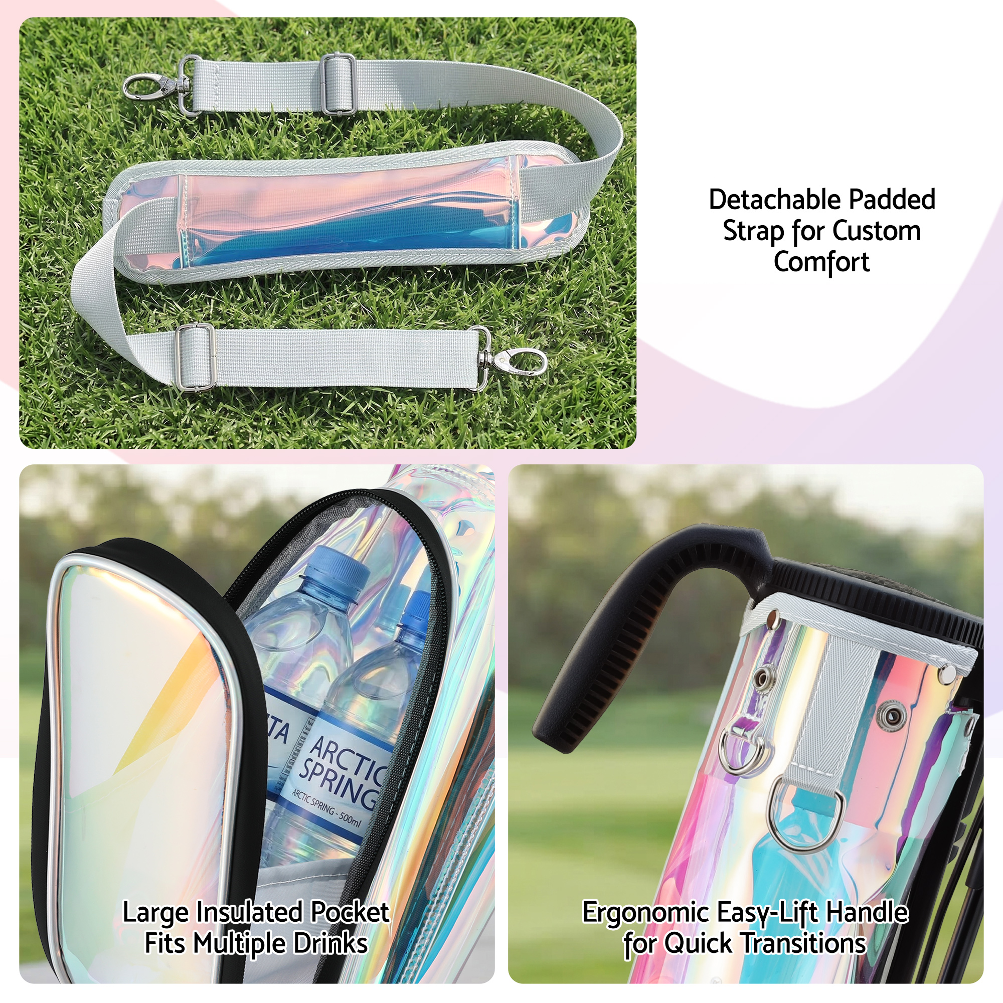 Everfit Golf Stand Bag Lightweight Sunday Pitch And Putt Bag Holographic - Image 8