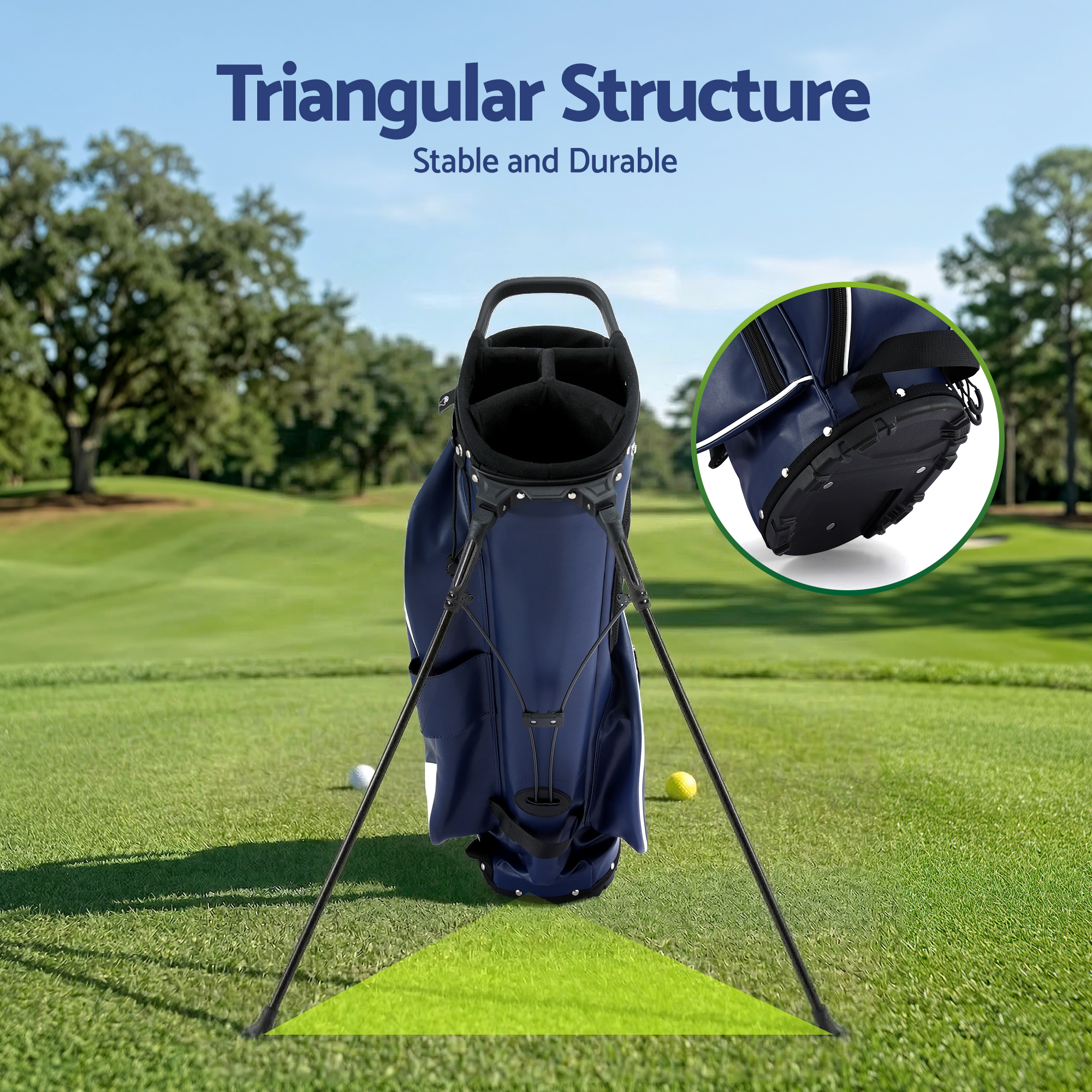 Everfit Golf Stand Bag Lightweight Carry Bag Dual Strap Club Divider Blue - Image 5