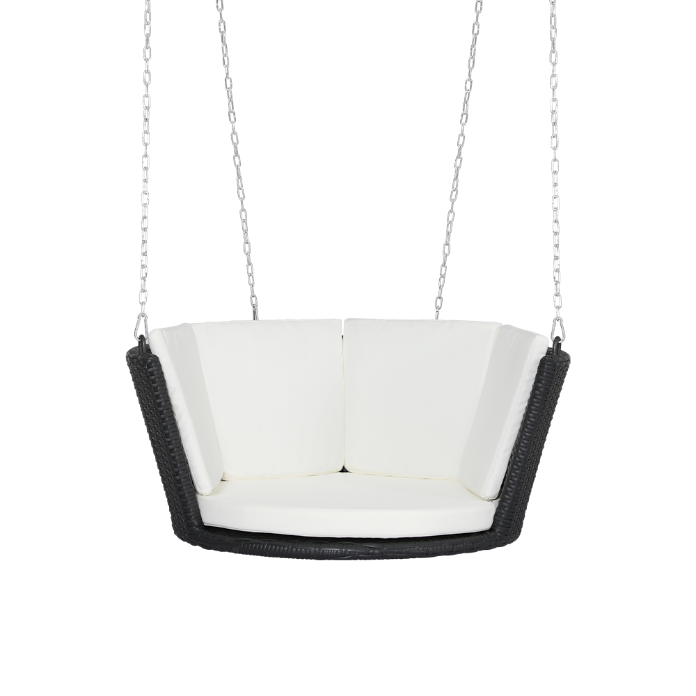Gardeon Rattan Porch Swing Chair With Chain Cushion Outdoor Furniture Black - Image 3