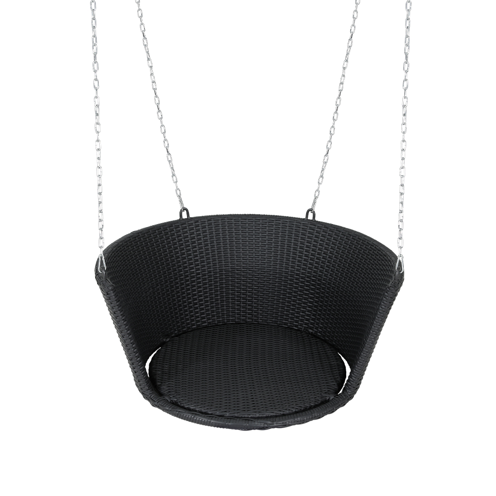 Gardeon Rattan Porch Swing Chair With Chain Cushion Outdoor Furniture Black - Image 4