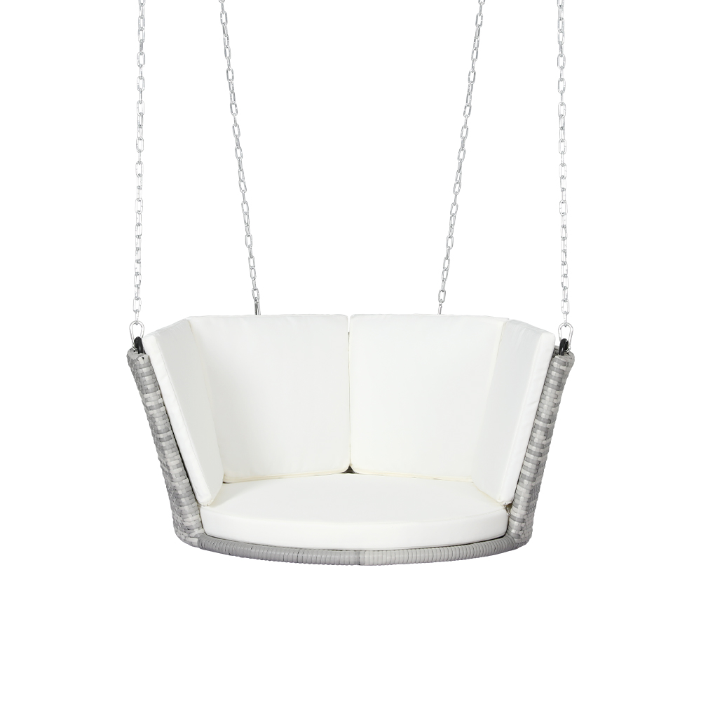 Gardeon Rattan Porch Swing Chair With Chain Cushion Outdoor Furniture Grey - Image 3