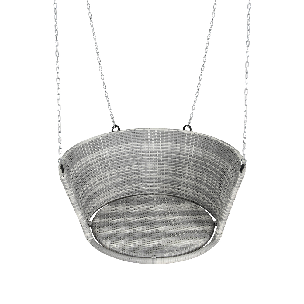 Gardeon Rattan Porch Swing Chair With Chain Cushion Outdoor Furniture Grey - Image 4