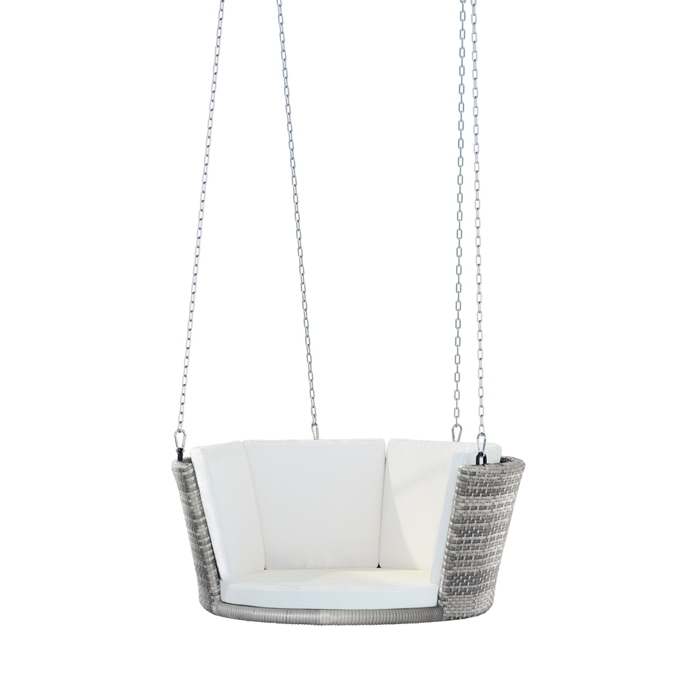 Gardeon Rattan Porch Swing Chair With Chain Cushion Outdoor Furniture Grey - Image 5