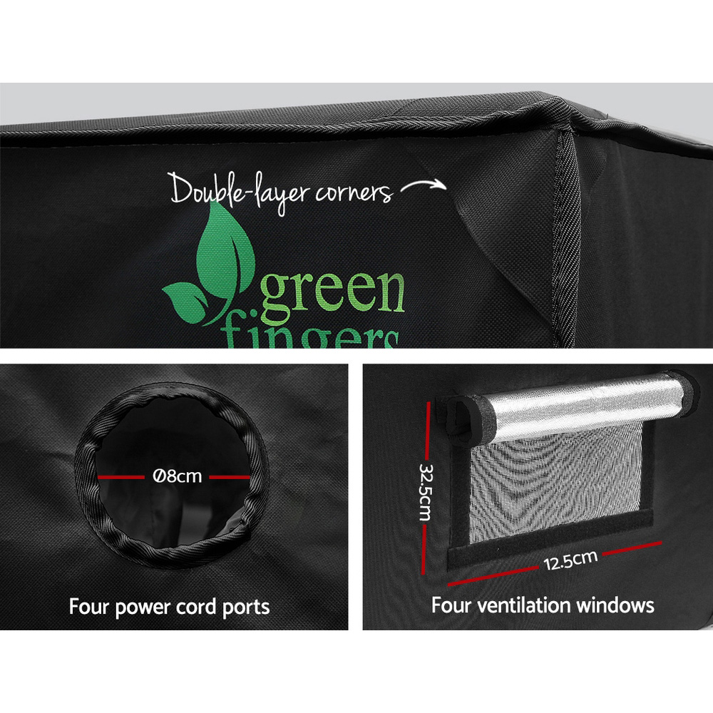 Greenfingers Grow Tent 120x120x200CM Hydroponics Kit Indoor Grow System Black - Image 3